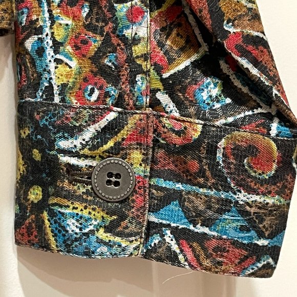 New Chico's 0 Small Fall Colors Artsy Button Jacket Top Unique Never Worn! - Picture 6 of 9
